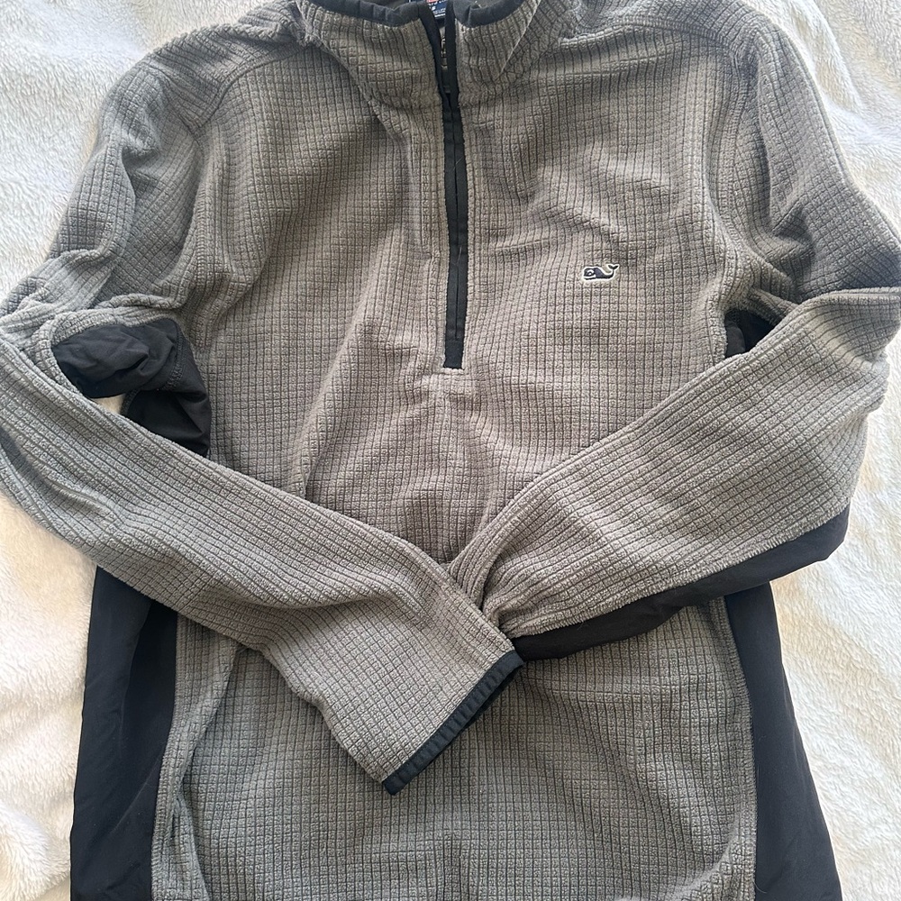 Gray and Black Quarter-Zip Pullover